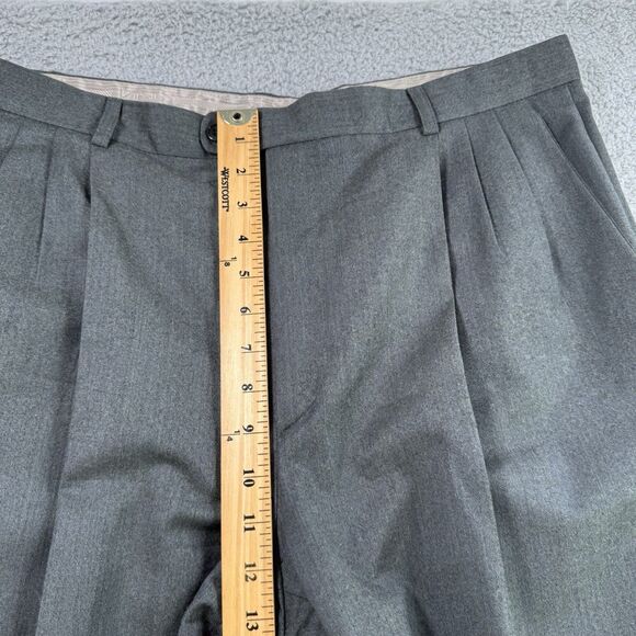 S Zanella Pants Mens 36x30 Green Wool Trousers Pleated Cuffed Business - Picture 6 of 11